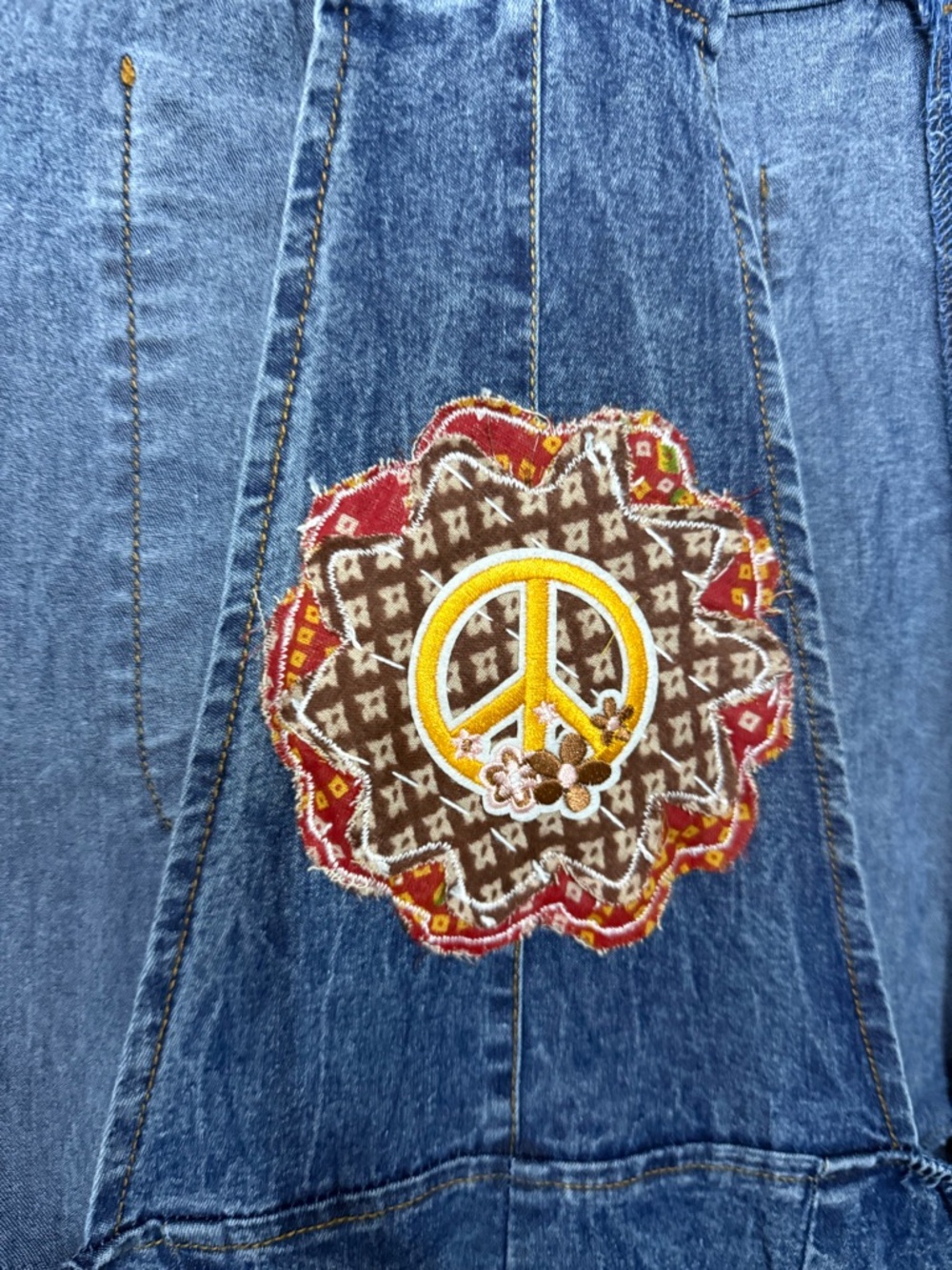Handmade Kantha Patchwork Wide Leg Boho Hippie Overalls - Picture 4 of 9